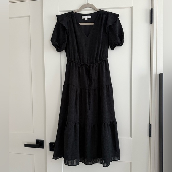 Loft Black tiered textured midi dress size xxsp - Picture 1 of 4